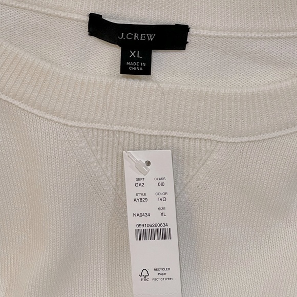 J.Crew, NWT cotton/cashmere sweater size XL cream color - Picture 3 of 4